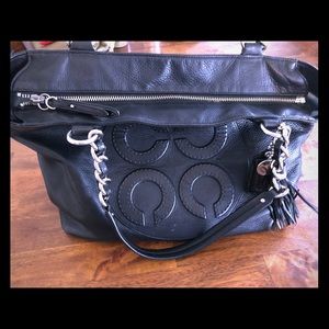 Large all leather Black Coach tote